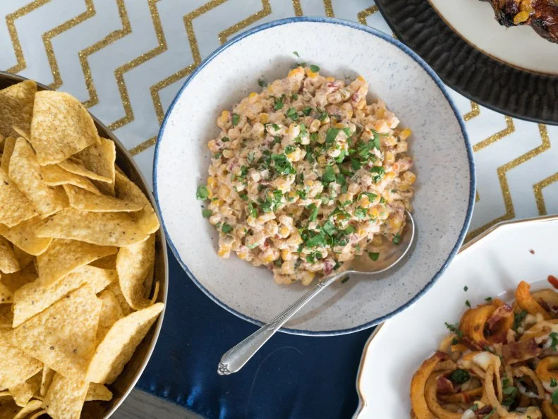Beauty shot of jalapeño corn dip, as seen on Food Network’s Trisha’s Southern Kitchen Season 11