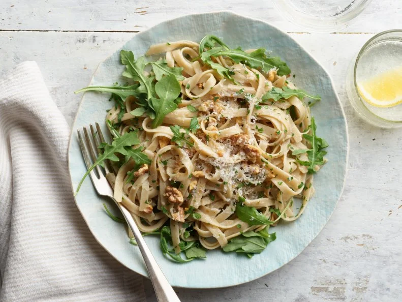 Ellie Krieger's Fettuccini with Walnuts and Parsley, as seen on Healthy Appetite with Ellie Krieger, Myth Busting.