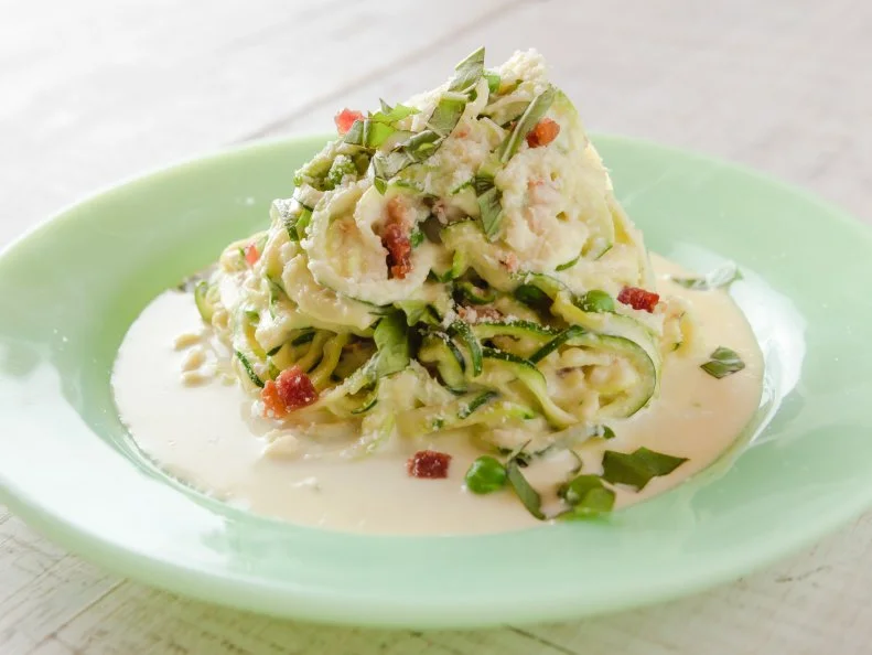 Close-up of Zucchini Carbonara