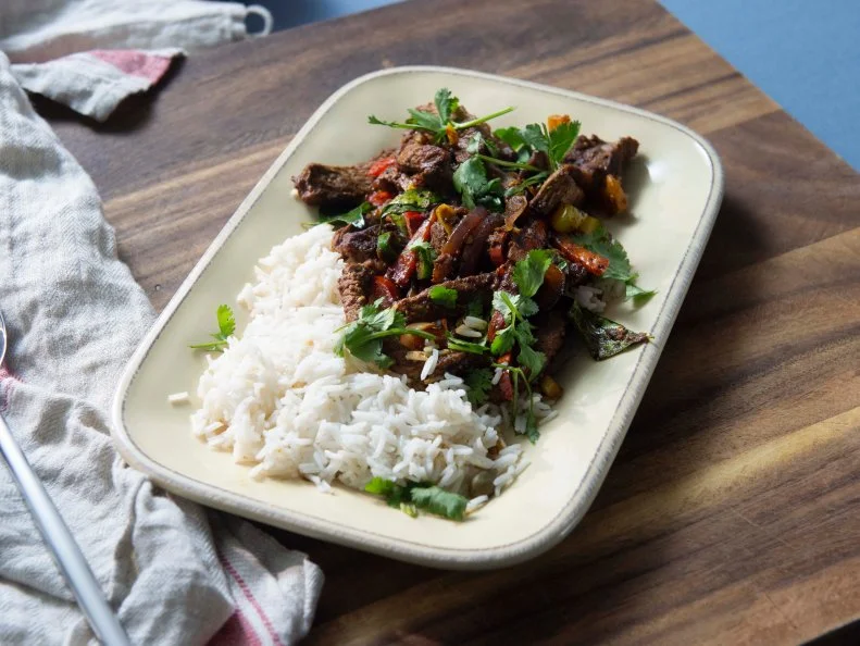 Host Rachel Ray and her husband John Cusimano's Beef Pepper Fry, as seen on 30 Minute Meals, Season 28.