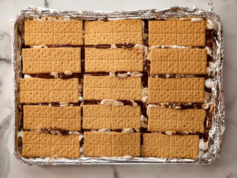 Close-up of Grilled Sheetpan S'mores, as seen on The Pionner Woman, Season 22.
