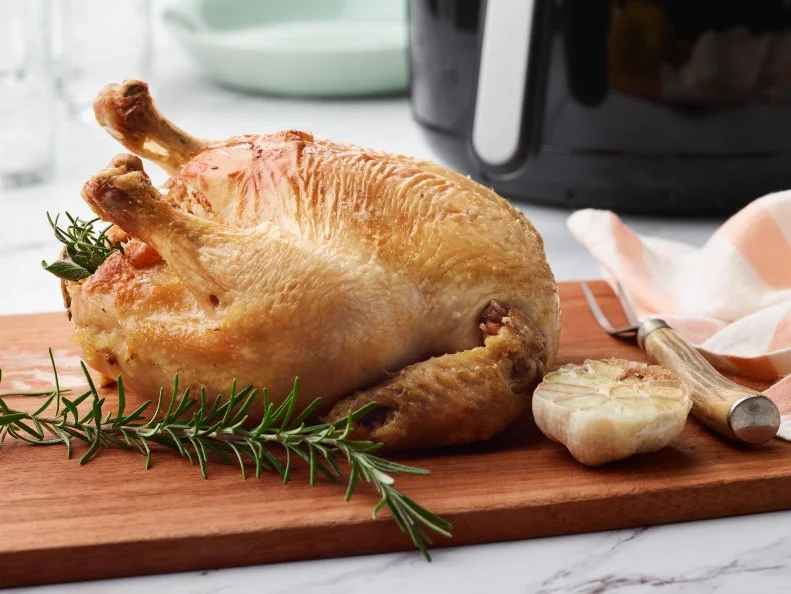 Food Network Kitchen’s Air Fryer Roast Chicken, as seen on Food Network.