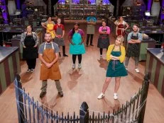 Contestants Aaron Clouse, Brian Bosch, Edward Cunningham, Holly Braddock, Michael Gaddy, Michelle Lee, Nerwan Khalife, Renee Loranger, Sinai Vespie, Tamara Brown, as seen on Halloween Baking Championship, Season 6.