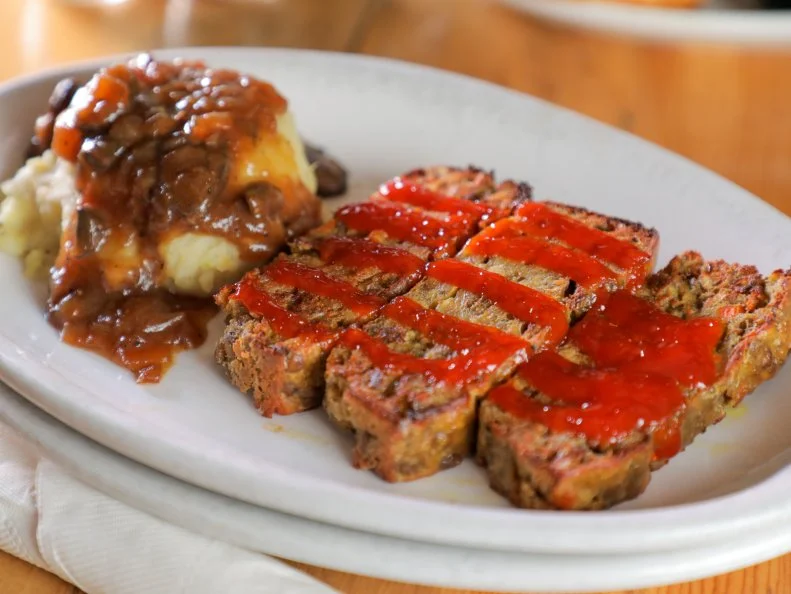 Lentil Loaf as served at Sweet Melissa Cafe in Laramie, WY, as seen on Diners, Drive-Ins and Dives, season 35.