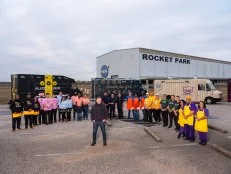 Host Tyler Florence, with Teams Plates on Deck, Bao Bei, Argentina's Empanadas, Cooks with Passion, Kalye, Fish Net, Wally's Waffles, DTG Tacos and SO LA PoBoy's, as seen on The Great Food Truck Race, Season 17.
