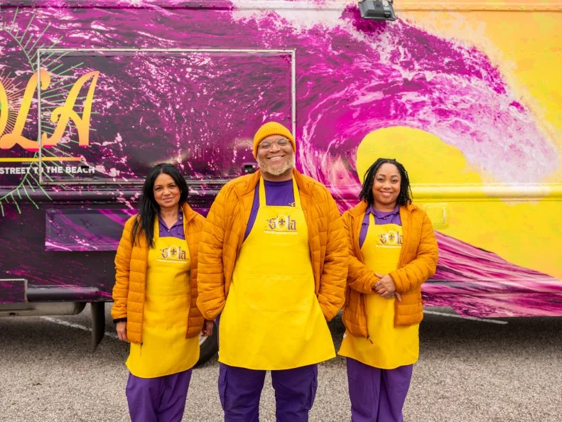 SO LA PO’BOYS team members, Serrano Barnes, Barenese Butler and Randy Butler, as seen on The Great Food Truck Race, Season 17