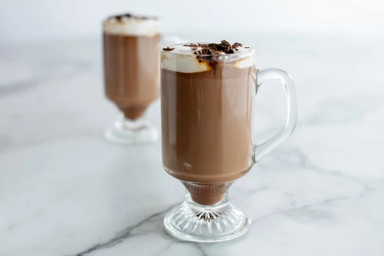 Close-up of Crockpot Hazelnut Hot Chocolate, as seen on The Pioneer Woman, Season 37