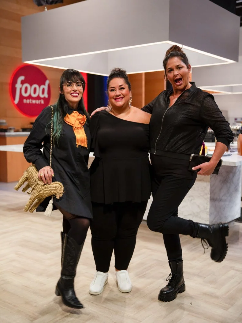 Claudette Zepeda, Ayesha Nurdjaja, Antonia Lofaso,  (L to R), as seen on the Food Network's Wildcard Kitchen