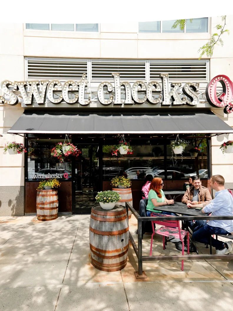 Exterior of Sweet Cheeks Q in Boston, Massachusetts, as seen on Food Network's Diners Drive-Ins and Dives, season 40.