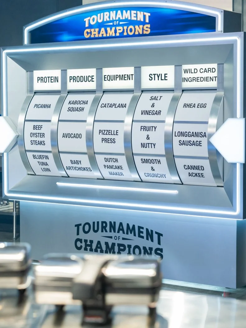 The Randomizer equipment ingredient for the second round between contestants Britt Rescigno and Kaleena Bliss is Pizzelle press, as seen on Tournament of Champions, Season 6.