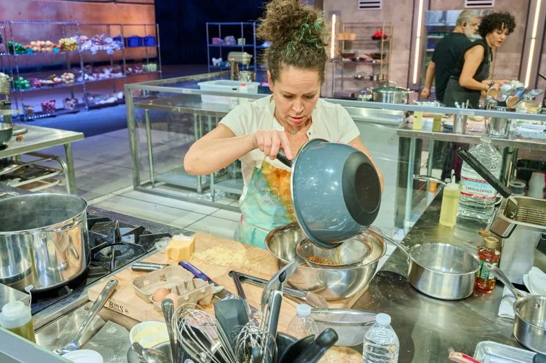Contestant Stephanie Izard working on callenge 14 Lumberjack Breakfast, as seen on 24 in 24: Last Chef Standing, Season 2.