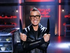 Host Brian Malarkey poses, as seen on Cutthroat Kitchen: Knives Out, Season 1.