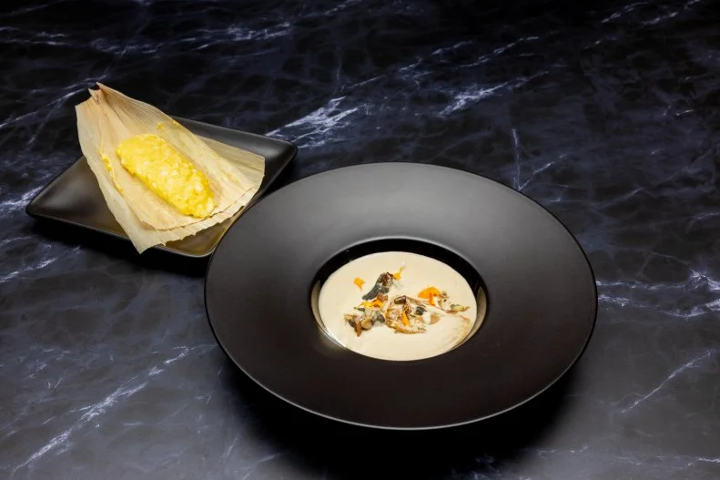 White Wedding Mole With a Brown-Butter Braised Huitlacoche and Tamale