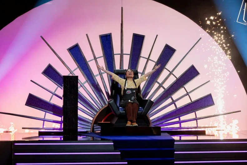 Chef Shirley Shung sits on the final throne during the House of Knives finale