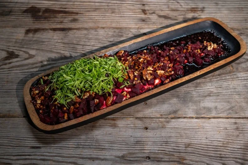 Fire-Roasted Beets and Honey Goat Cheese With Balsamic Glaze