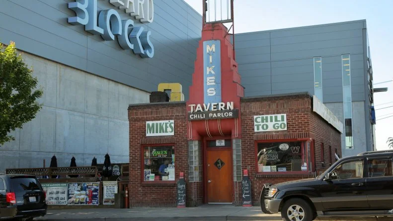 Front Exterior of Mike's Chili Parlor in Seattle, Washington, as seen on DDD Nation, Special.