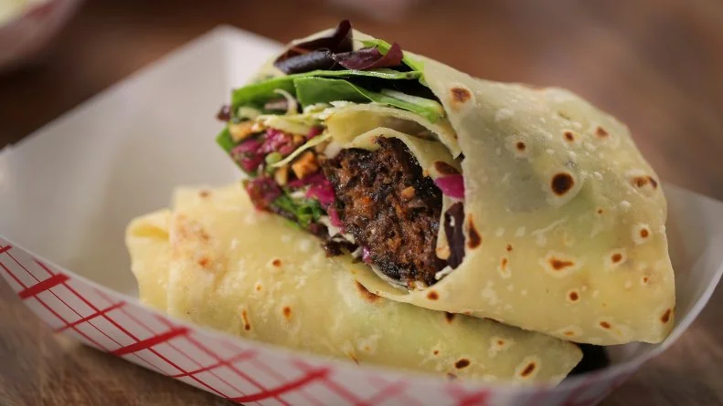 The Meatball Wrap as Served at The Viking Soul Food Truck in Portland, Oregon as seen on Food Network's Diners, Drive-Ins and Dives episode DV3211H.