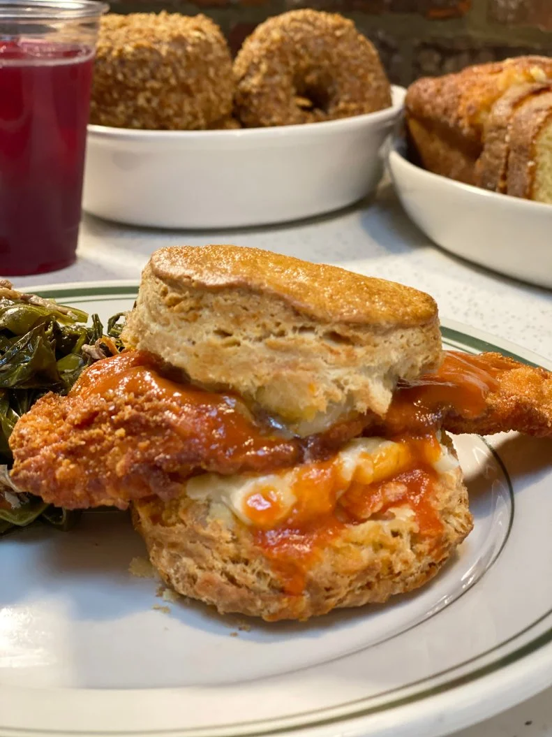 Chicken Biscuit as Served at Pies 'n' Thighs in Brooklyn, New York, as seen on Diners, Drive-Ins and Dives, season 34.
