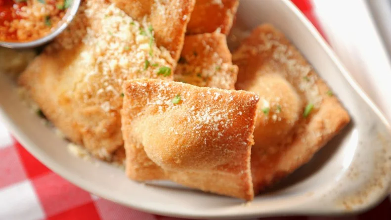 The Toasted Raviolis as Served at Bruno's Little Italy in Little Rock, Arkansas, as seen on Diners, Drive-Ins and Dives, Season 29.