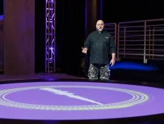 Duff Goldman checks out the set, as seen in Super Mega Cakes, Season 1.