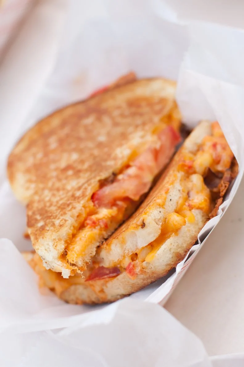 Pimento Mac n Cheese Sandwich from The Grilled Cheeserie food truck in Nashville, Tennessee, as seen on Food Network's Diners, Drive-Ins, and Dives.