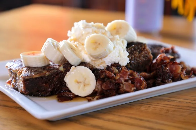The Banana Bread French Toast as served at  Phat Bites in Nashville, TN, as seen on Triple D Nation.