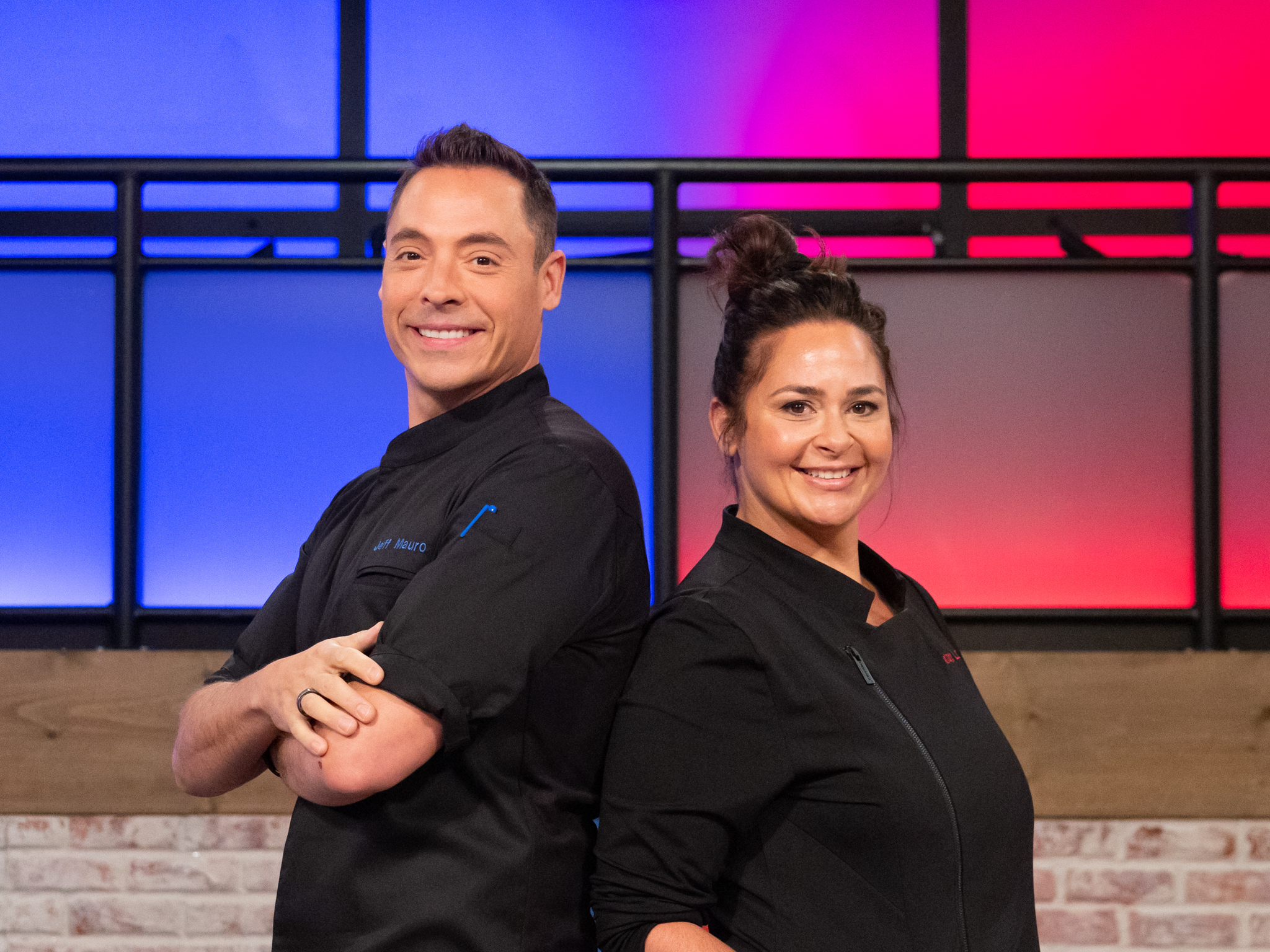 Co-Hosts Jeff Mauro and Antonia Lofaso, as seen on Worst Cooks in America, Season 28, Heroes Vs Villians